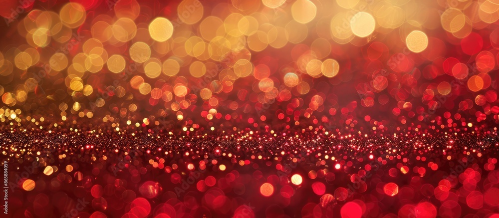 Golden Glitter on Shiny Red - Festive Holiday Background Golden Glitter on Shiny Red - Festive Holiday Background
