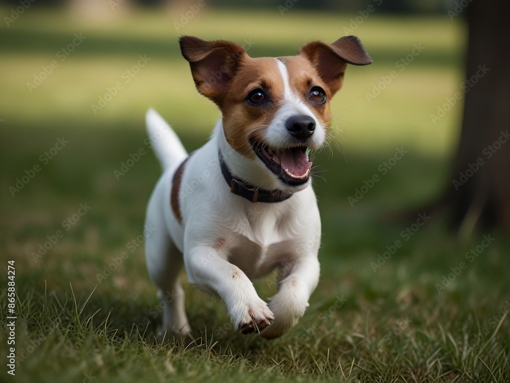 jack russell puppy is happy running jack russell puppy is happy running