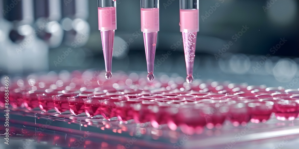 Pipetting sample into multiwell plate for DNA analysis to obtain ...