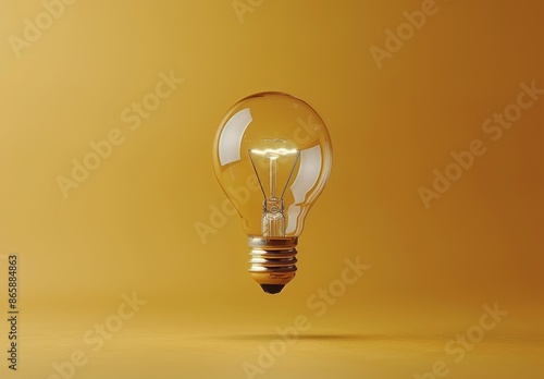 A Single Light Bulb Against A Yellow Background