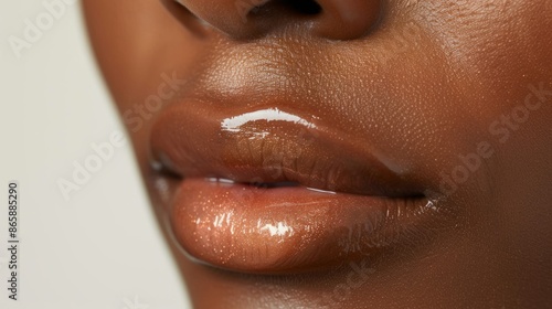 The Beauty of Glossy lips: A closer look at the details of African-American women's skin