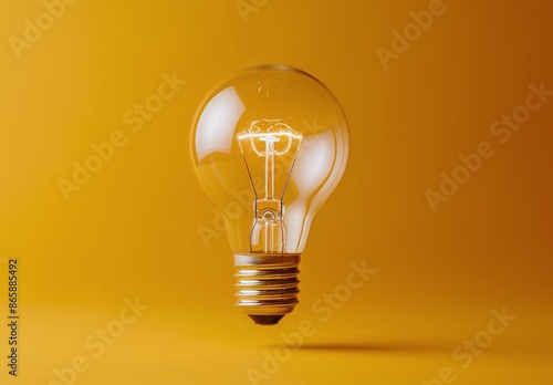 A Single Light Bulb Against A Yellow Background