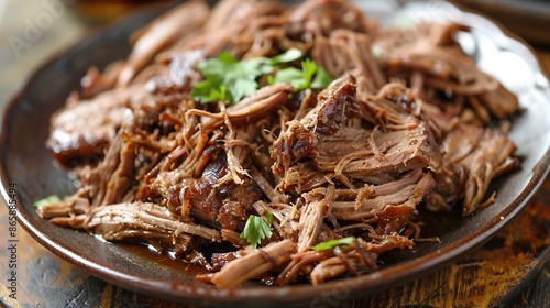 Wallpaper Mural Pernil asado slow cooked shredded pulled pork close up on a plate Torontodigital.ca