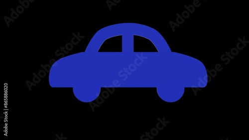 car automobile transport blue set icon 3d illustration rotation