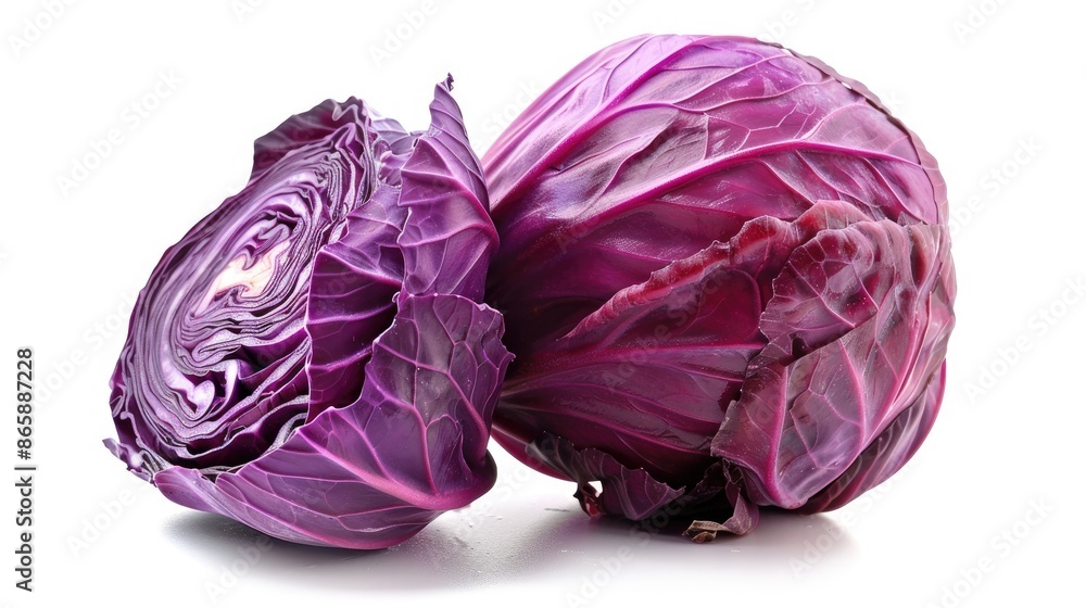 Fototapeta premium Purple cabbage with clipping path isolated on a white background