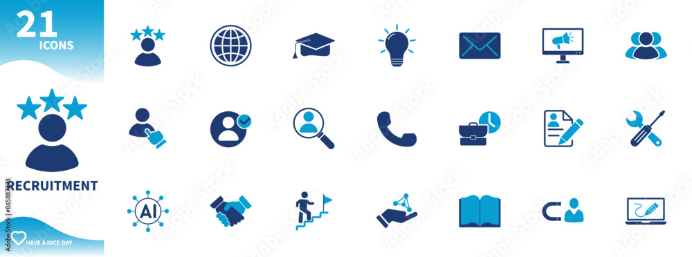 Recruitment icon. Set of icons for human resources, people, jobs, skills, profiles. Solid vector icons Recruitment icon. Set of icons for human resources, people, jobs, skills, profiles. Solid vector icons