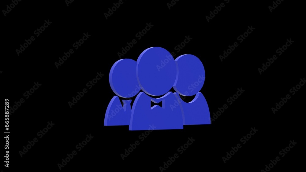 work team blue set icon 3d illustration rotation work team blue set icon 3d illustration rotation