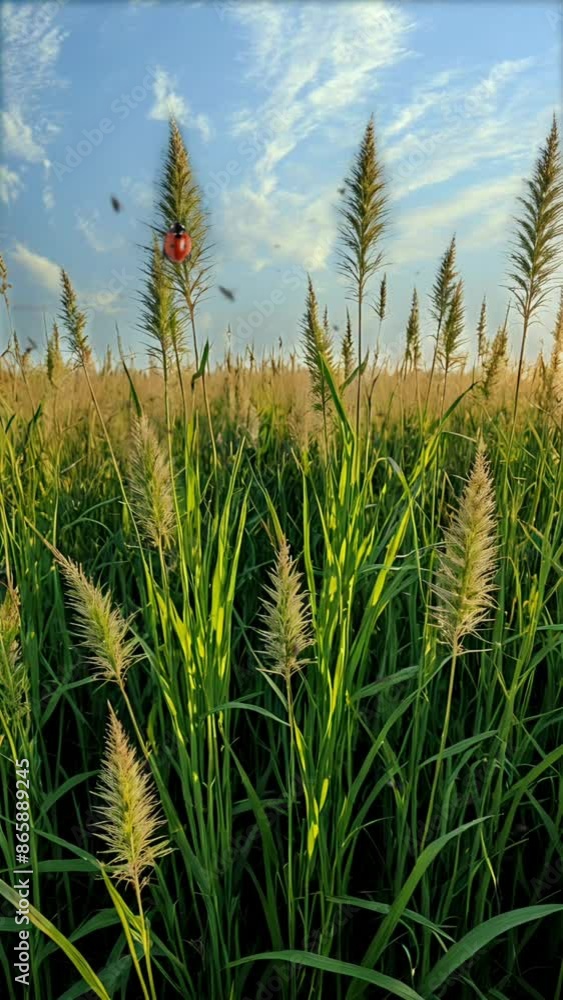 Weeds with Clouds and Flies, Natural and Untamed Outdoor Scene Weeds with Clouds and Flies, Natural and Untamed Outdoor Scene