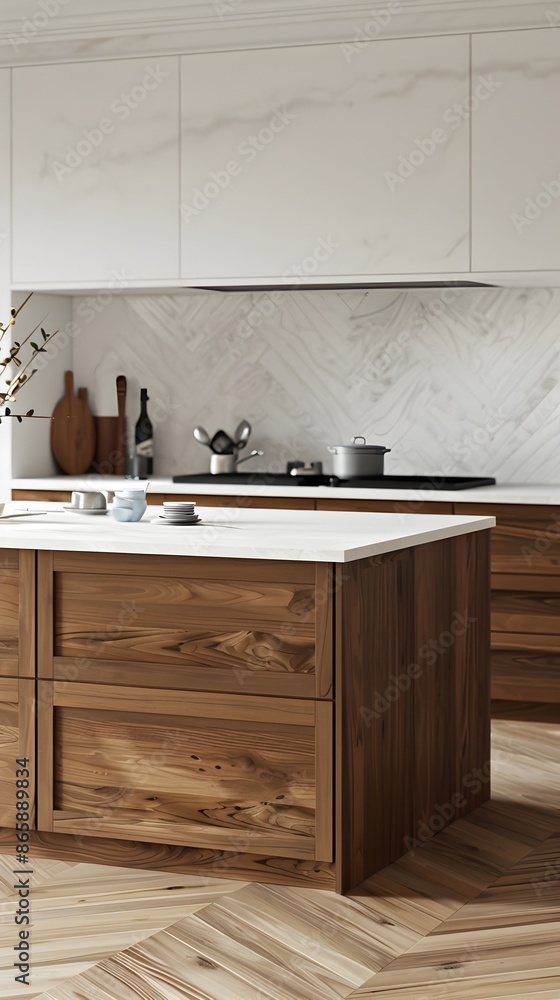 Elegant Wooden Cabinetry and Countertop in Minimalist Modern Kitchen Design Elegant Wooden Cabinetry and Countertop in Minimalist Modern Kitchen Design