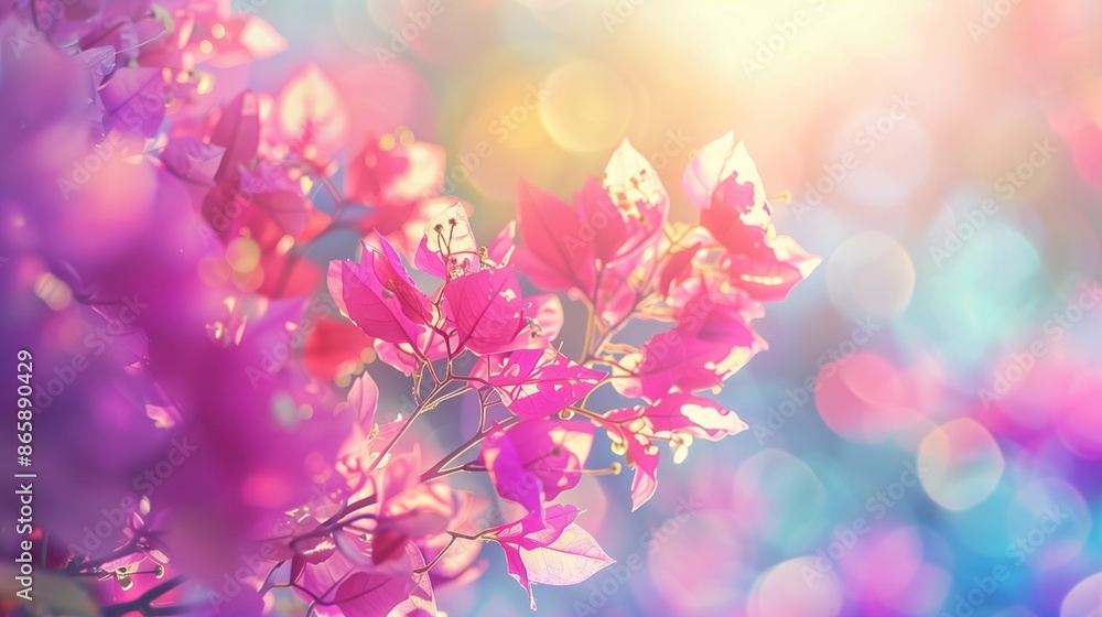 pink flowers in spring, Beautiful meadow of bougainvillea flowers close up, spring time on a sunny day, soft focus background, whimsical and Idyllic nature pink flowers in spring, Beautiful meadow of bougainvillea flowers close up, spring time on a sunny day, soft focus background, whimsical and Idyllic nature