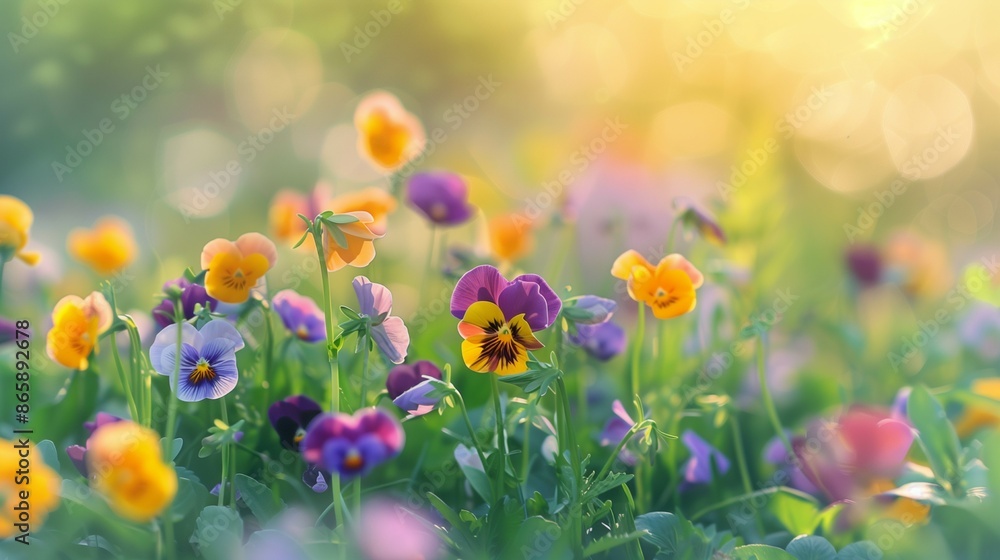pansy flowers close up, spring time on a sunny day, soft focus background pansy flowers close up, spring time on a sunny day, soft focus background