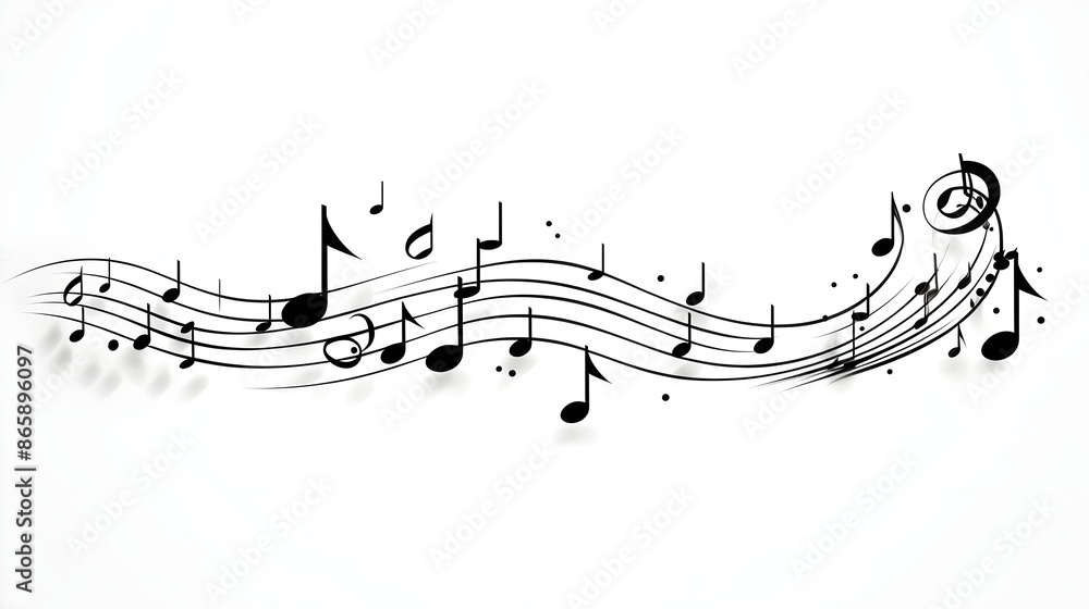 A black and white image of a musical note isolated on white background A black and white image of a musical note isolated on white background