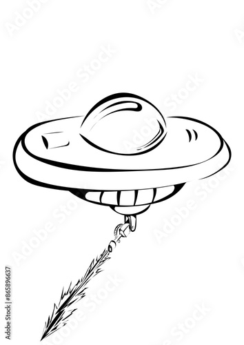 UFO schießt mit Laser Strahl 