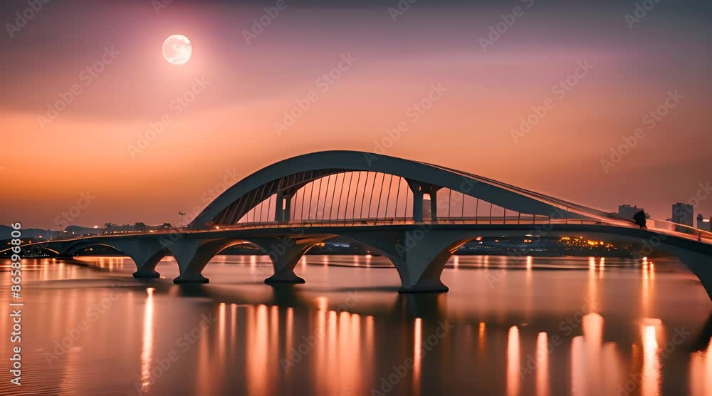 New Taipei City's Moon Shape Bridge During Sunset New Taipei City's Moon Shape Bridge During Sunset