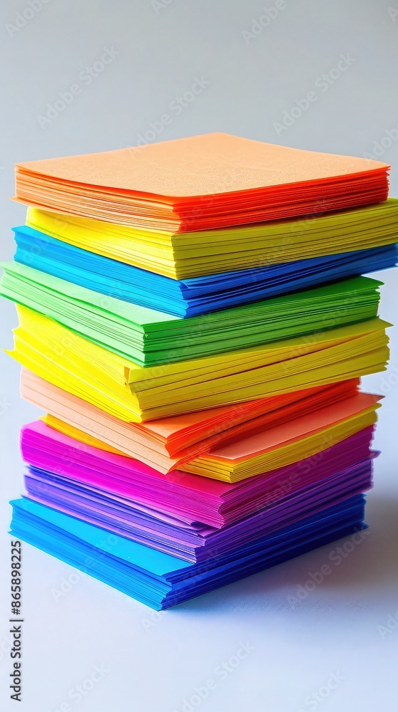 Image of a stack of sticky notes in different colors, placed on a white background Image of a stack of sticky notes in different colors, placed on a white background