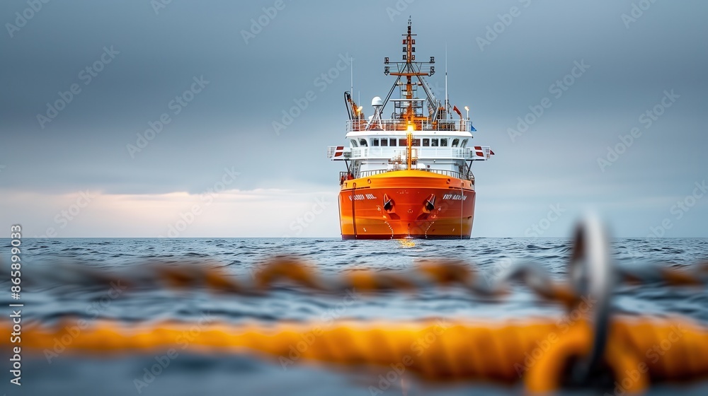 Offshore supply vessel approaching rig. Offshore supply vessel ...