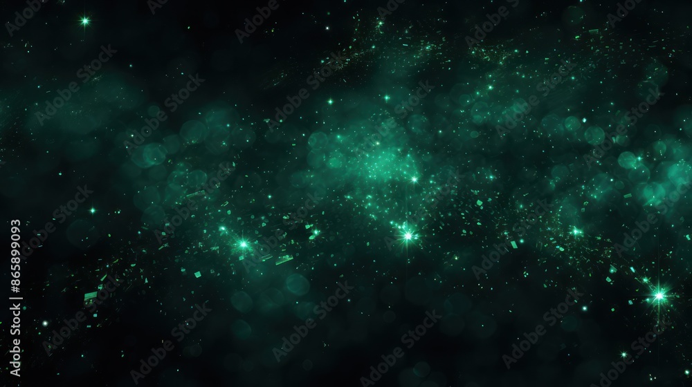 Naklejka premium Abstract green sparkles on black background.
