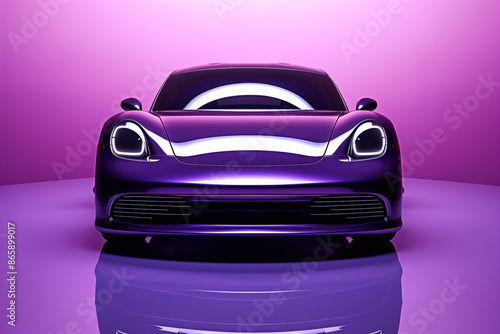 The futuristic a purple sports car on a purple background