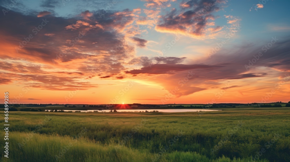 Fototapeta premium Beautiful countryside sunset 
