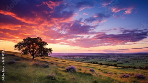 Beautiful countryside sunset 