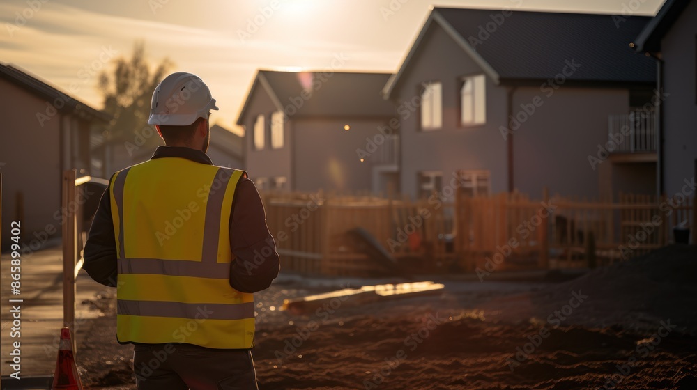 Behind the property developers inspecting houses after development. Behind the property developers inspecting houses after development.