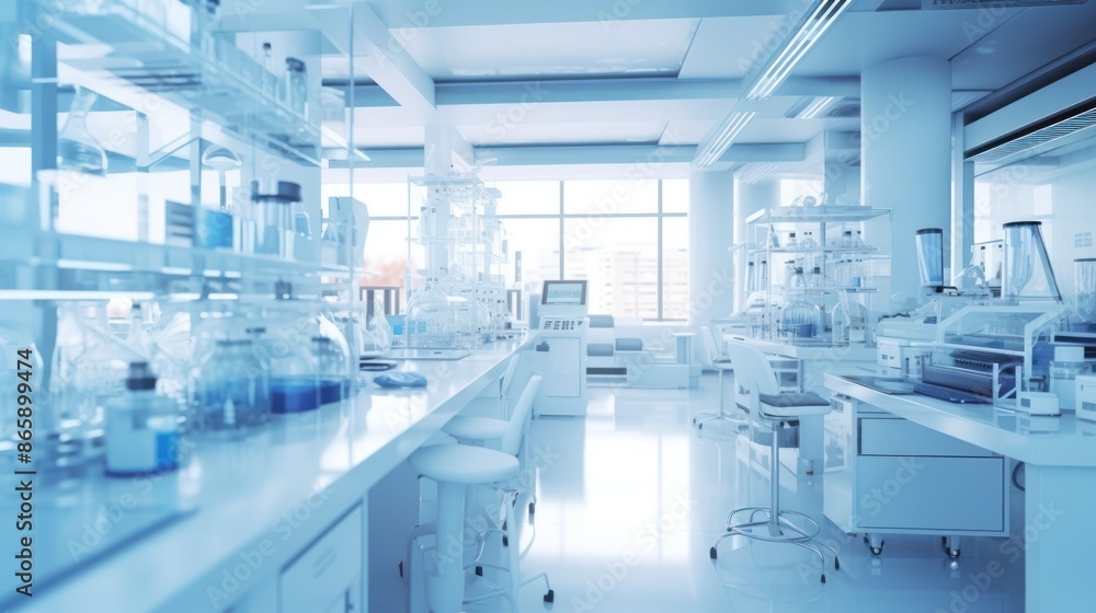 Blur Futuristic lab, clean science laboratory. Blur Futuristic lab, clean science laboratory.