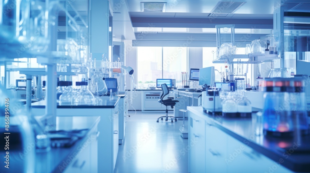 Blur Futuristic lab, clean science laboratory. Blur Futuristic lab, clean science laboratory.