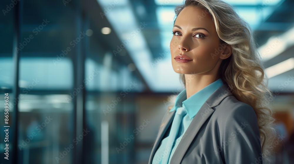 Businesswoman and workplace and happiness Businesswoman and workplace and happiness