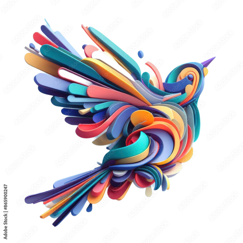 Obraz premium Abstract Colorful Bird Illustration With Swirling Wings