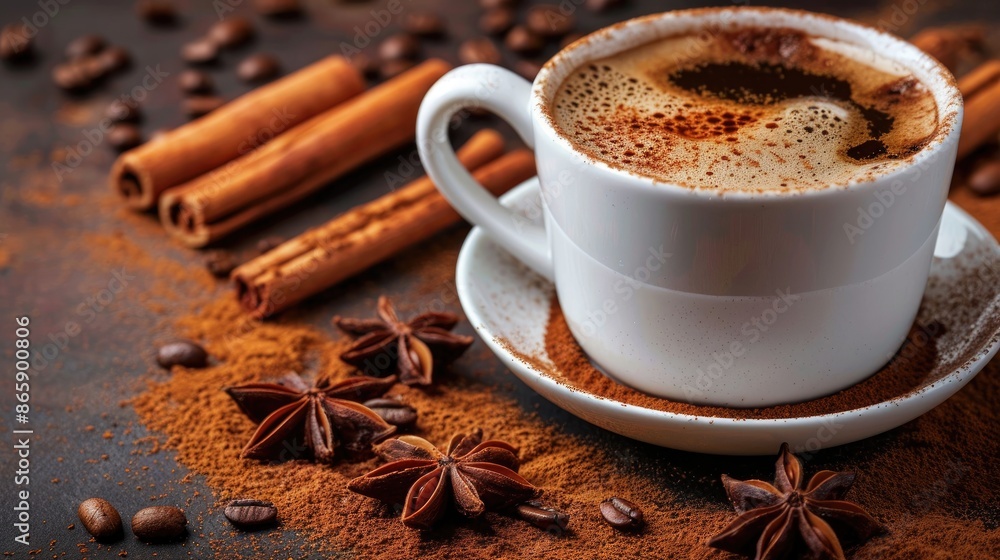 Cinnamon infused coffee in focused view Cinnamon infused coffee in focused view