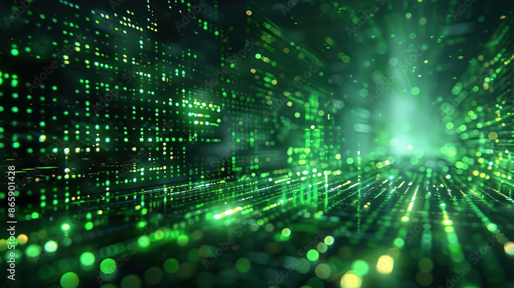 Obraz premium Pixelated Green Monitor: Retro Tech Abstract