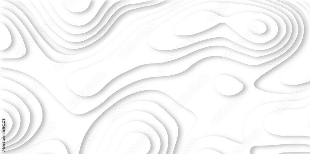 Abstract wavy line 3d paper cut white background. Abstract origami papercut gray color texture, curved layers and elevation contour. Abstract wavy line 3d paper cut white background. Abstract origami papercut gray color texture, curved layers and elevation contour.