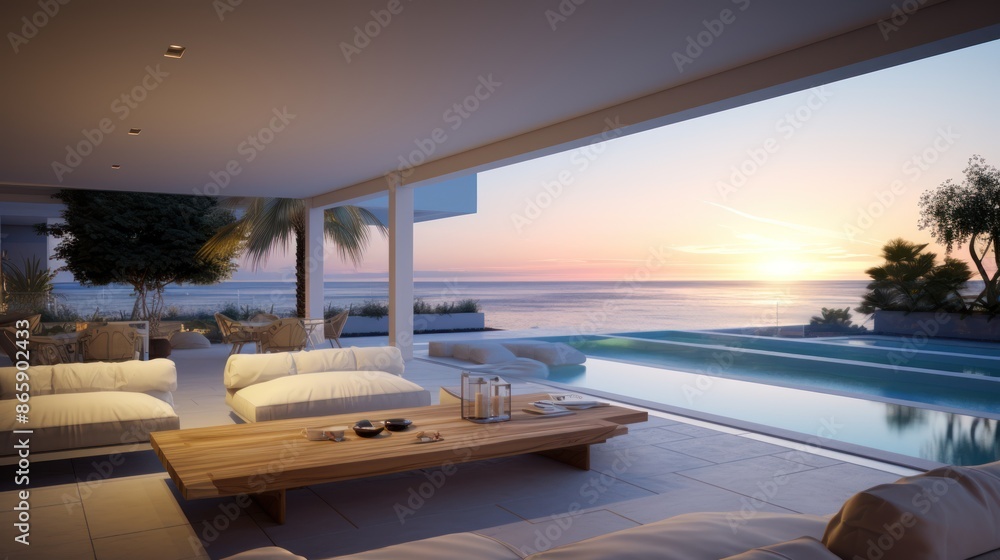 Fototapeta premium Interior modern open plan lounge patio 