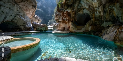 Exploring the Unique Thermal Pools of Las Grutas De Tolantongo in Mexico Job ID 41f29f8792f34364abd159d5. Concept Adventure Photography, Geothermal Wonders, Mexican Landscapes, Exploring Nature photo