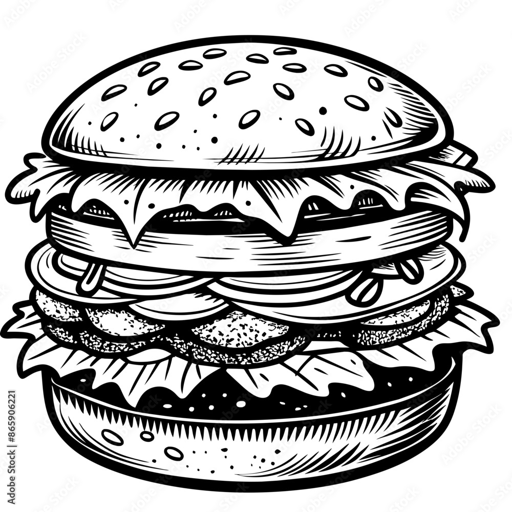 hand drawn burger, generative AI hand drawn burger, generative AI
