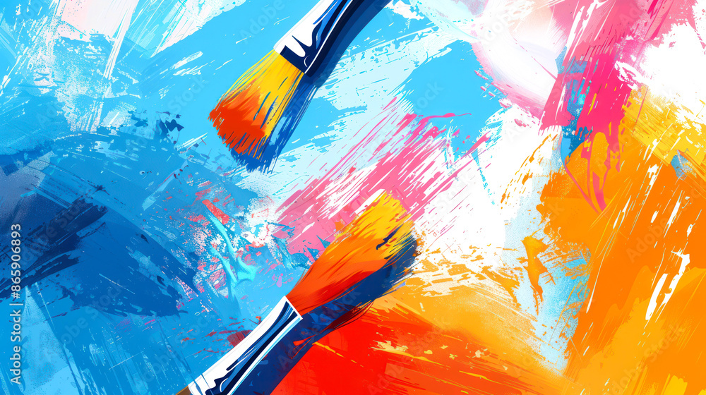 illustration art crossing out paint brush on canva illustration art crossing out paint brush on canva