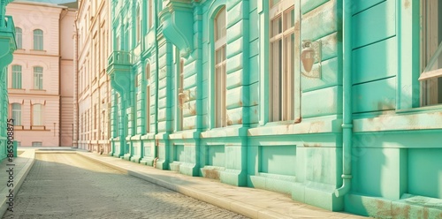 Mint Green Building Facade ...