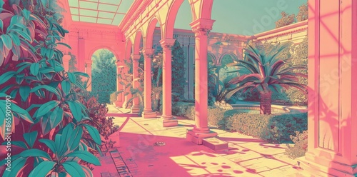 Pink Columns and Palm Trees...