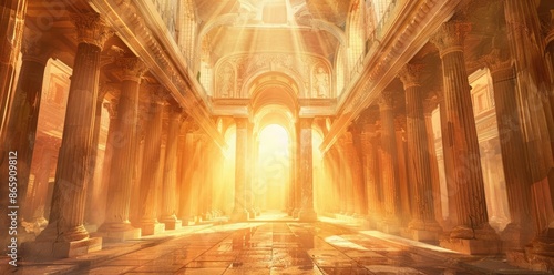 Golden Hallway Illustration