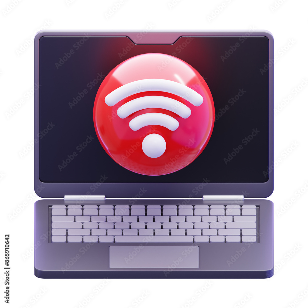 LAPTOP SIGNAL 3D ICON ILLUSTRATION LAPTOP SIGNAL 3D ICON ILLUSTRATION