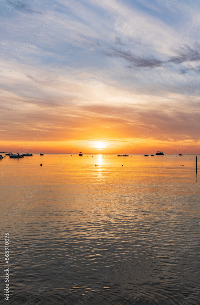 Beautiful red and orange sunrise over the sea. Beautiful red and orange sunrise over the sea.