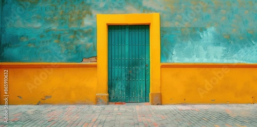 Blue Door With Yellow Frame...