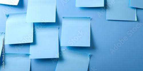 Wallpaper Mural Utilizing Blue Sticky Notes for Work Memos, Reminders, and Business Planning. Concept Office Organization, Visual Reminders, Productivity Tools, Sticky Note Hacks Torontodigital.ca