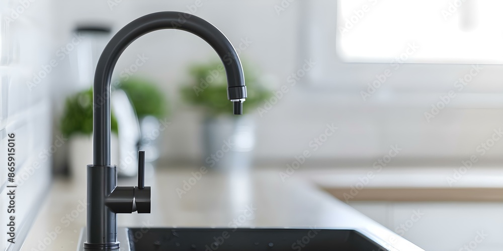 Matte black kitchen tap with flexible hose for easy rinsing and ...