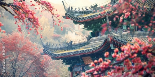 Chinese Temple Roof with Pi...