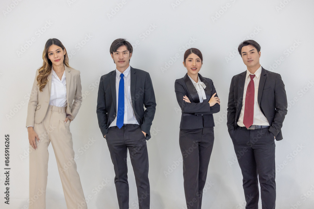 Professional Business Team standing against a plain background Professional Business Team standing against a plain background