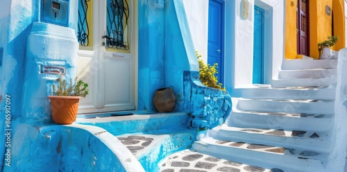 Blue and White Greek House ...