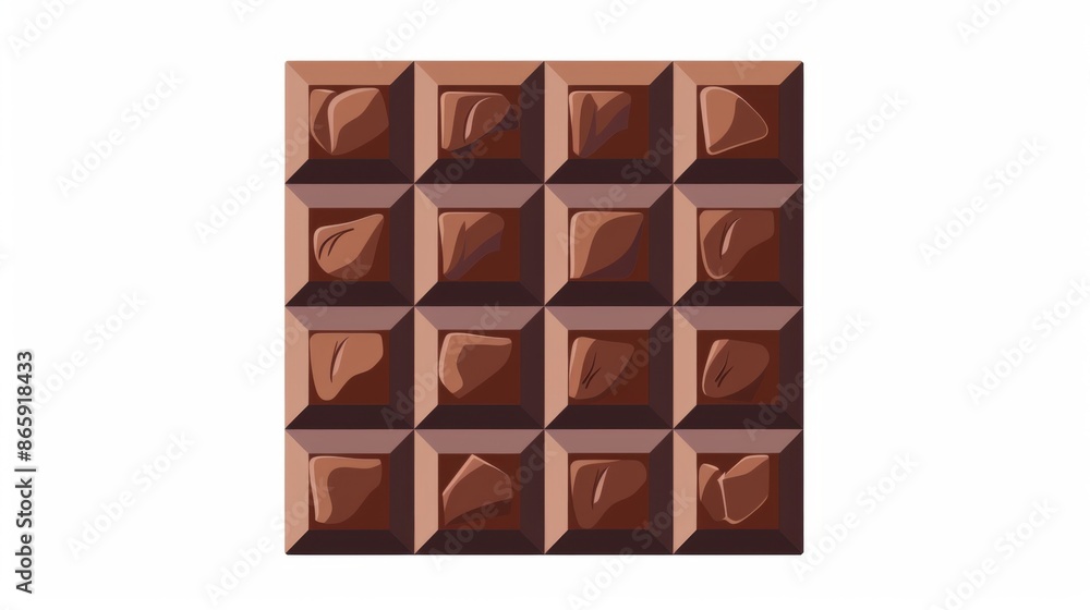 Fototapeta premium Sweet Chocolate Bar Clipart in Minimalist Flat Design - Confectionery Element Isolated on White Background