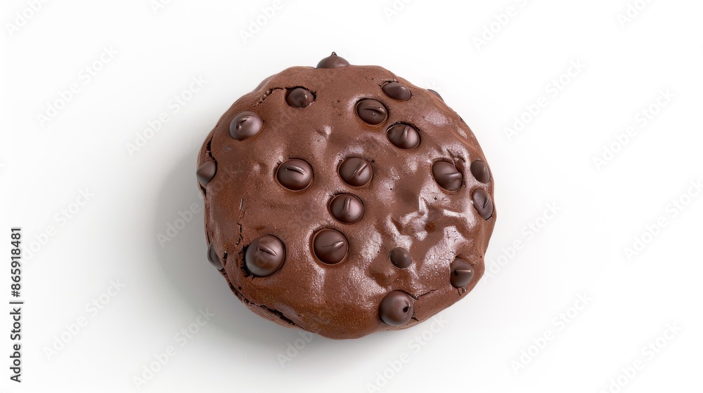 Fototapeta premium Delicious Chocolate Cookie Clipart - Bakery Element 3D Illustration with Crunchy Texture, Isolated on White Background