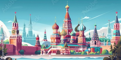 St. Basil's Cathedral and Red Square, Moscow Illustration